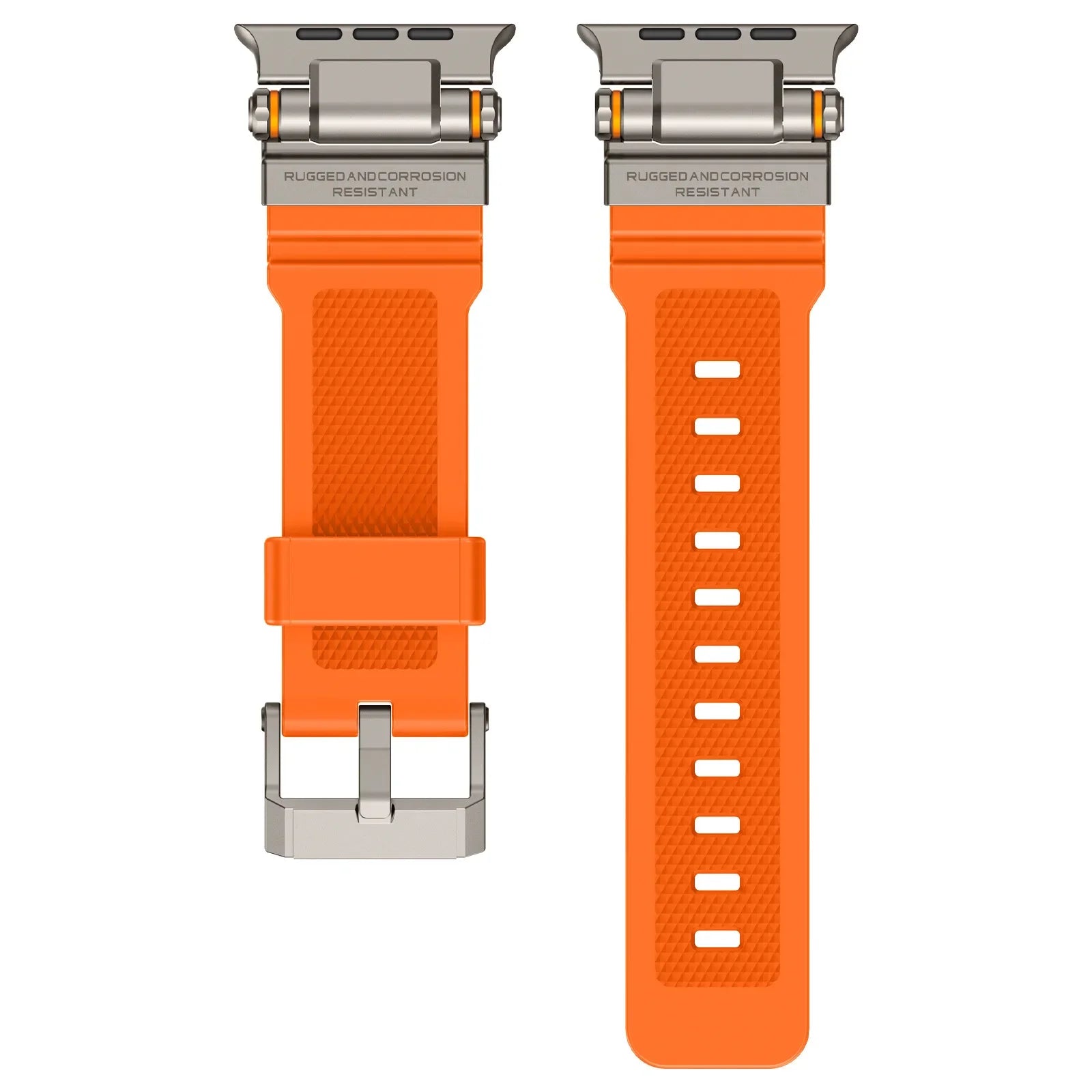 Titanium and orange silicone Apple Watch band – comfortable strap for everyday wear