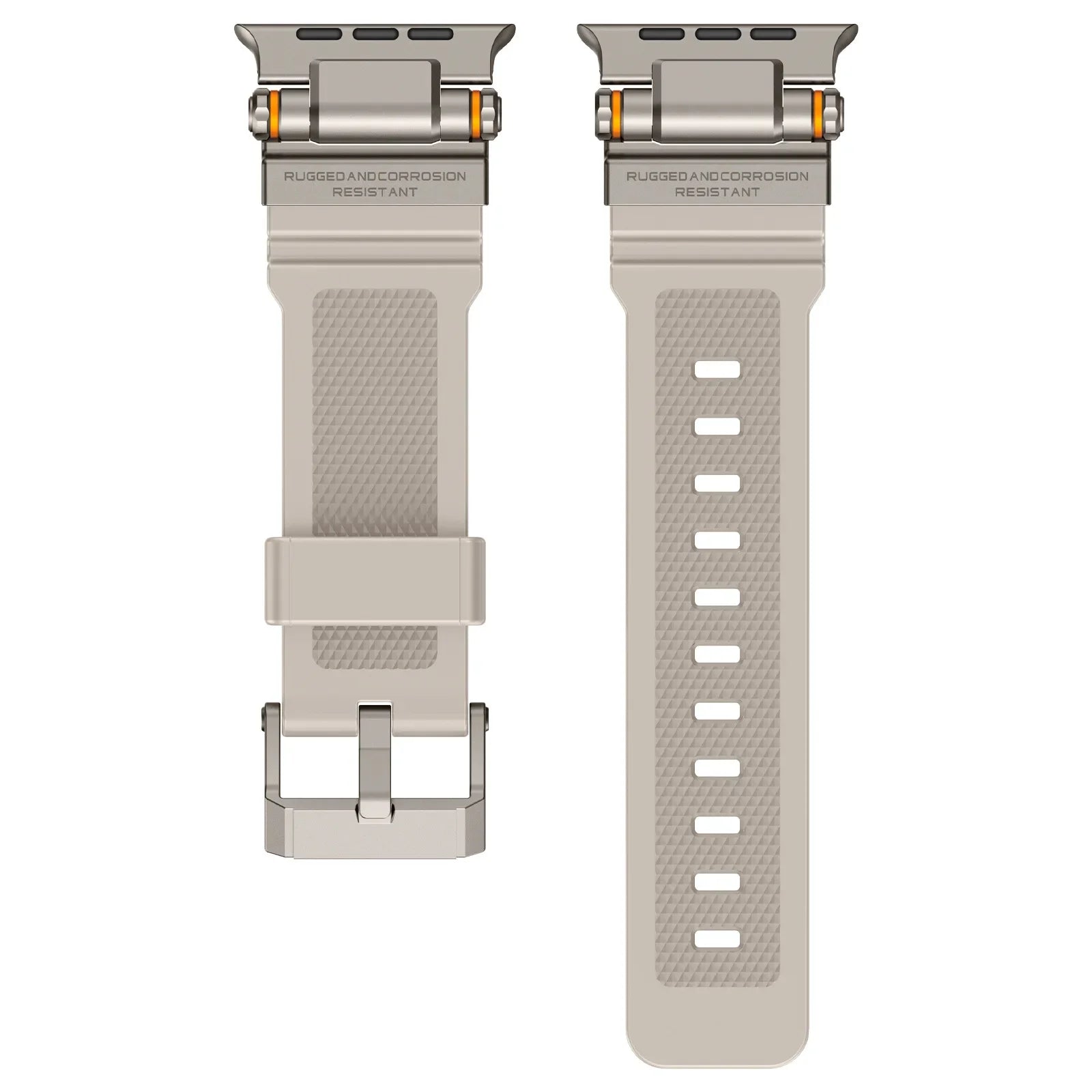 Titanium and starlight silicone Apple Watch band – comfortable strap for everyday wear