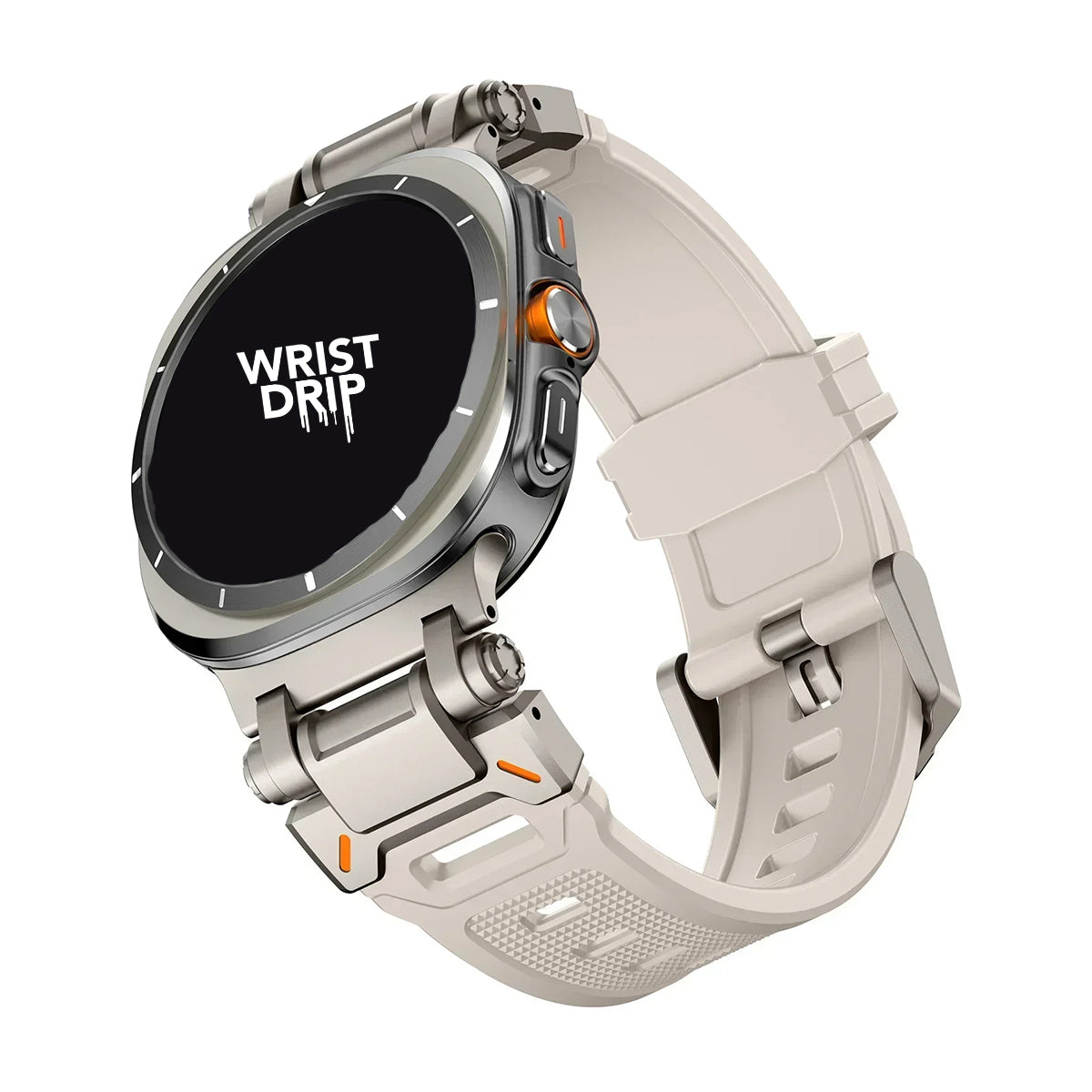 Titanium and starlight silicone and stainless steel Samsung Galaxy Ultra watch band – durable, stylish strap