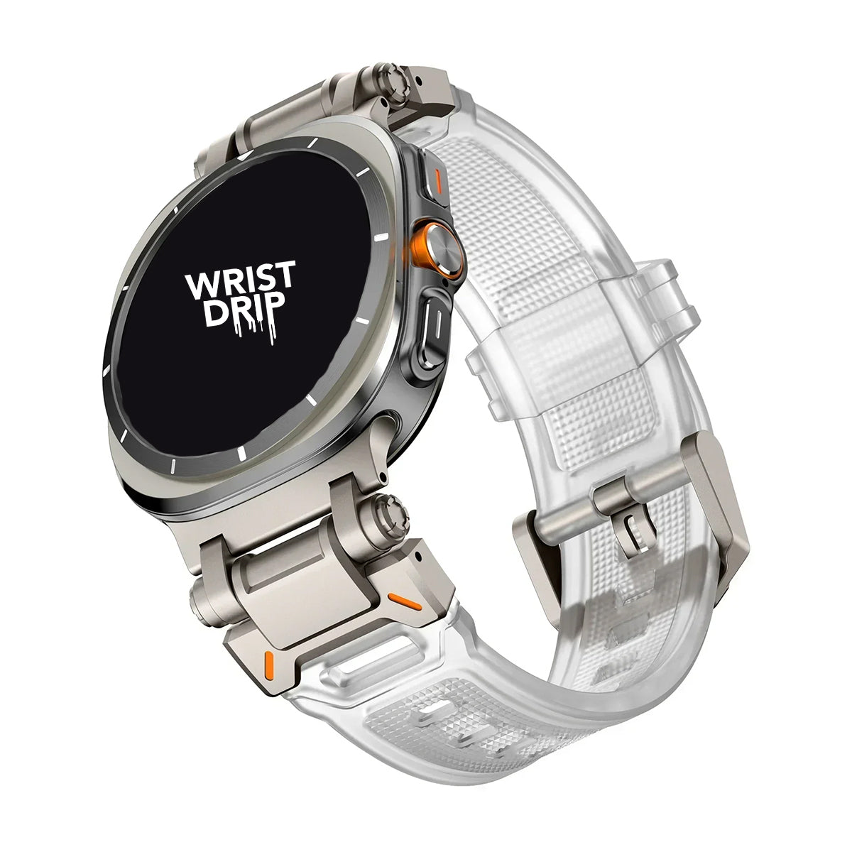 Titanium and transparent silicone and stainless steel Samsung Galaxy Ultra watch band – durable, stylish strap