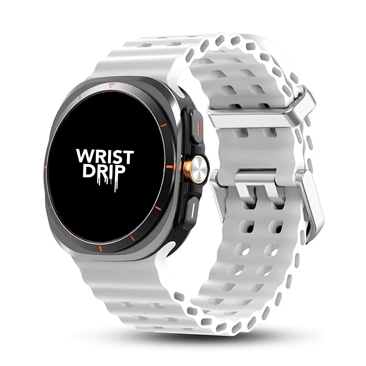 White silicone Samsung Galaxy Ultra watch band – comfortable strap for daily wear