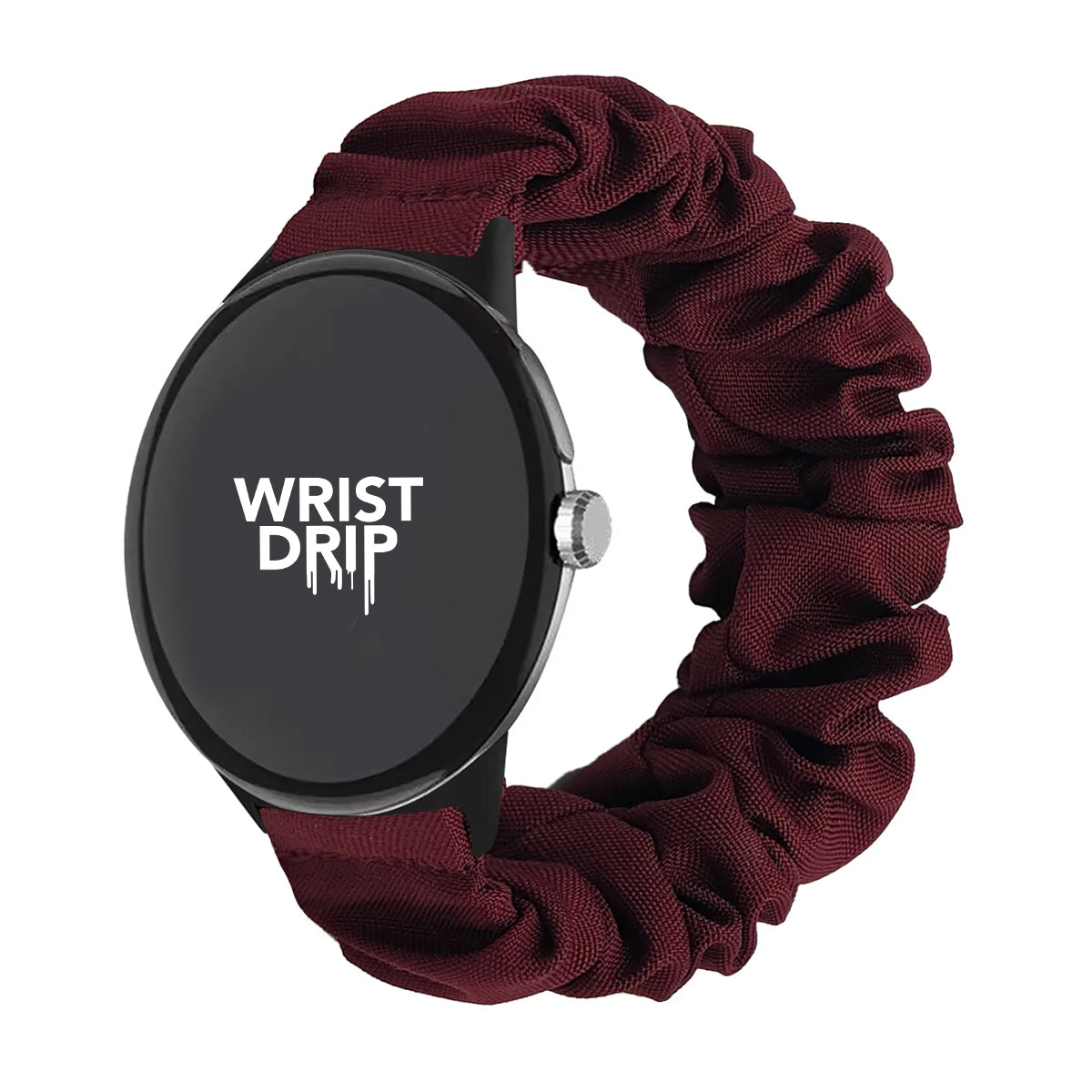 Wine red women’s nylon scrunchie Google Pixel Watch band – comfortable, stylish fit