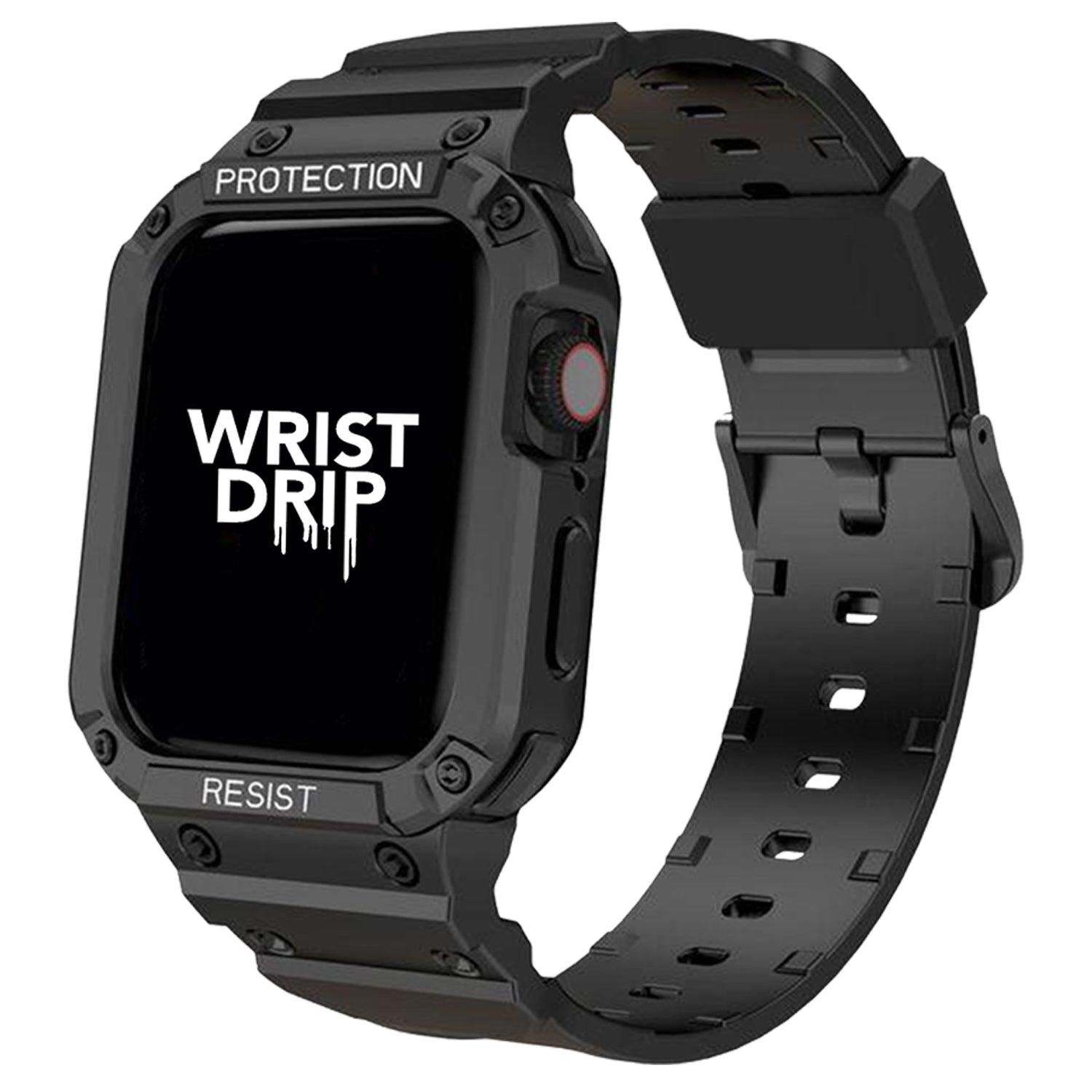 Black Alpha Protection Apple Watch band – rugged, durable, and secure fit