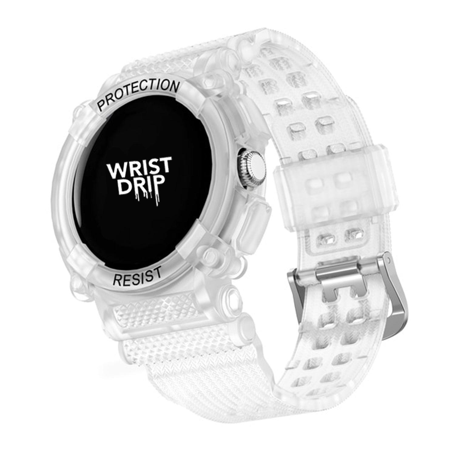 Frosted clear Alpha Protection case for Google Pixel Watch – transparent and resilient