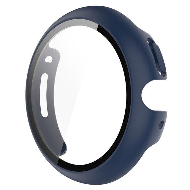 Blue tempered glass screen protector for Google Pixel Watch – stylish colour finish with scratch-resistant coating.
