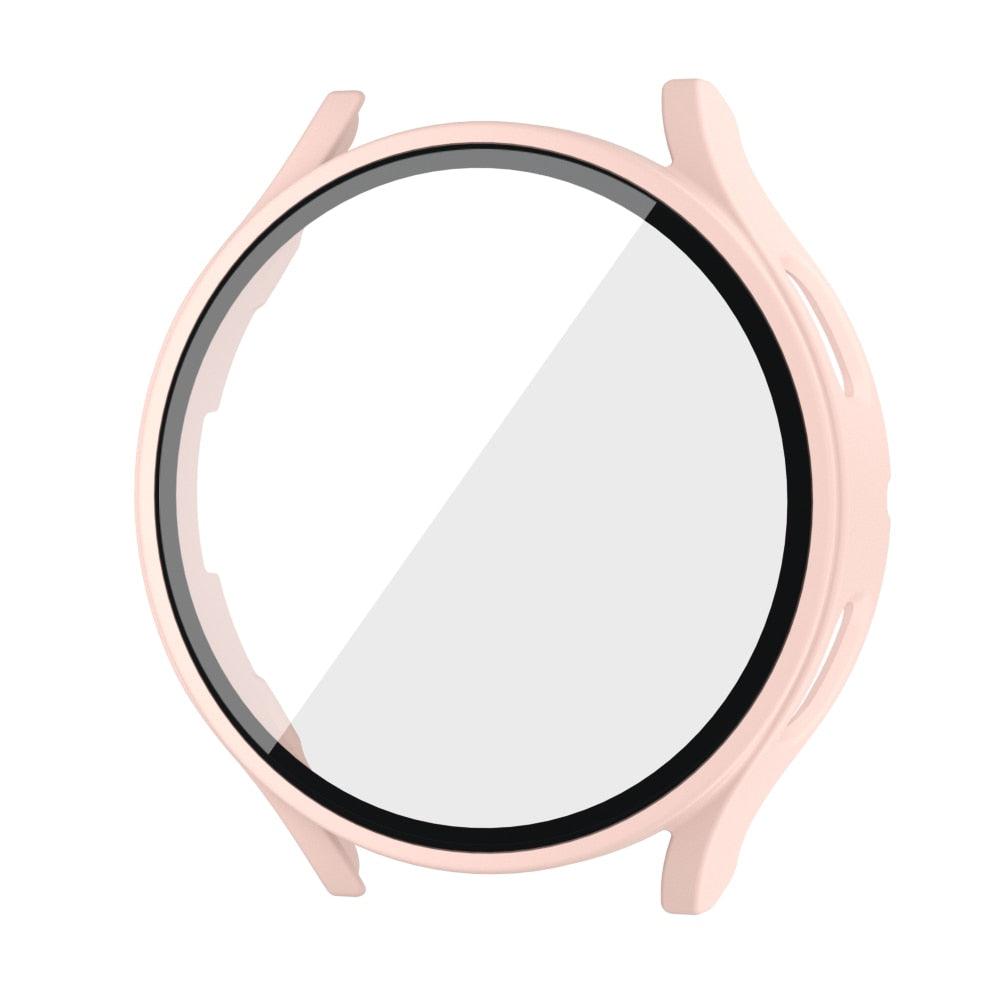 Pink tempered glass screen protector for Samsung Galaxy Watch – stylish and protective.